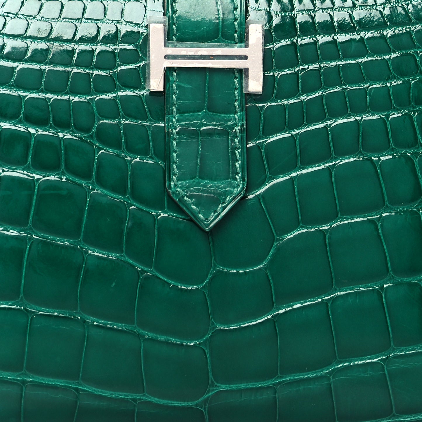 Shiny Alligator Bearn Compact Wallet Vert Emeraude