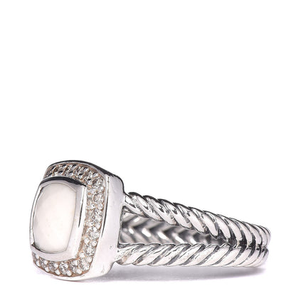 David Yurman Sterling Silver Diamond White Agate 7mm Petite Albion Ring 53 6.25 3 of 5