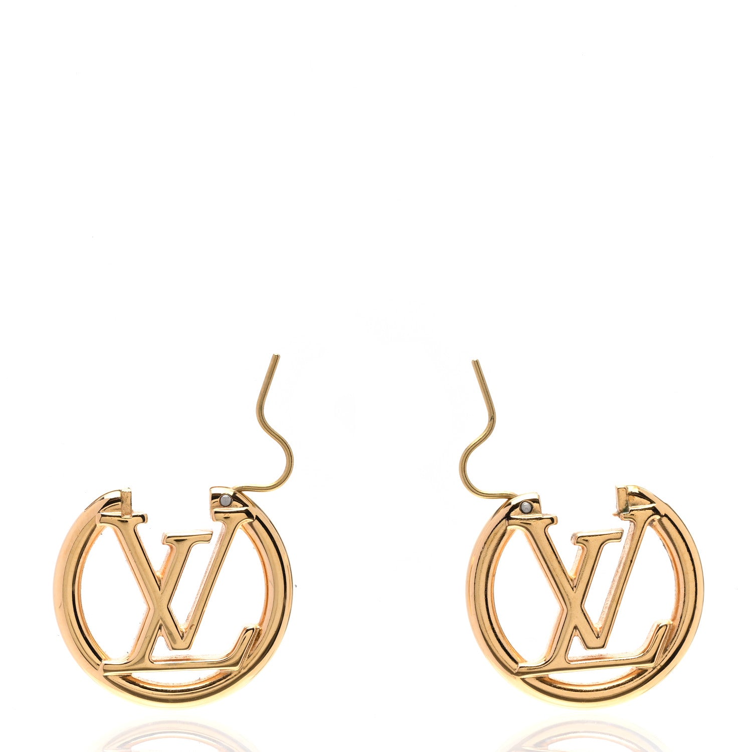 Louis Vuitton Metal Small Louise Hoop Earrings Gold 4 of 4