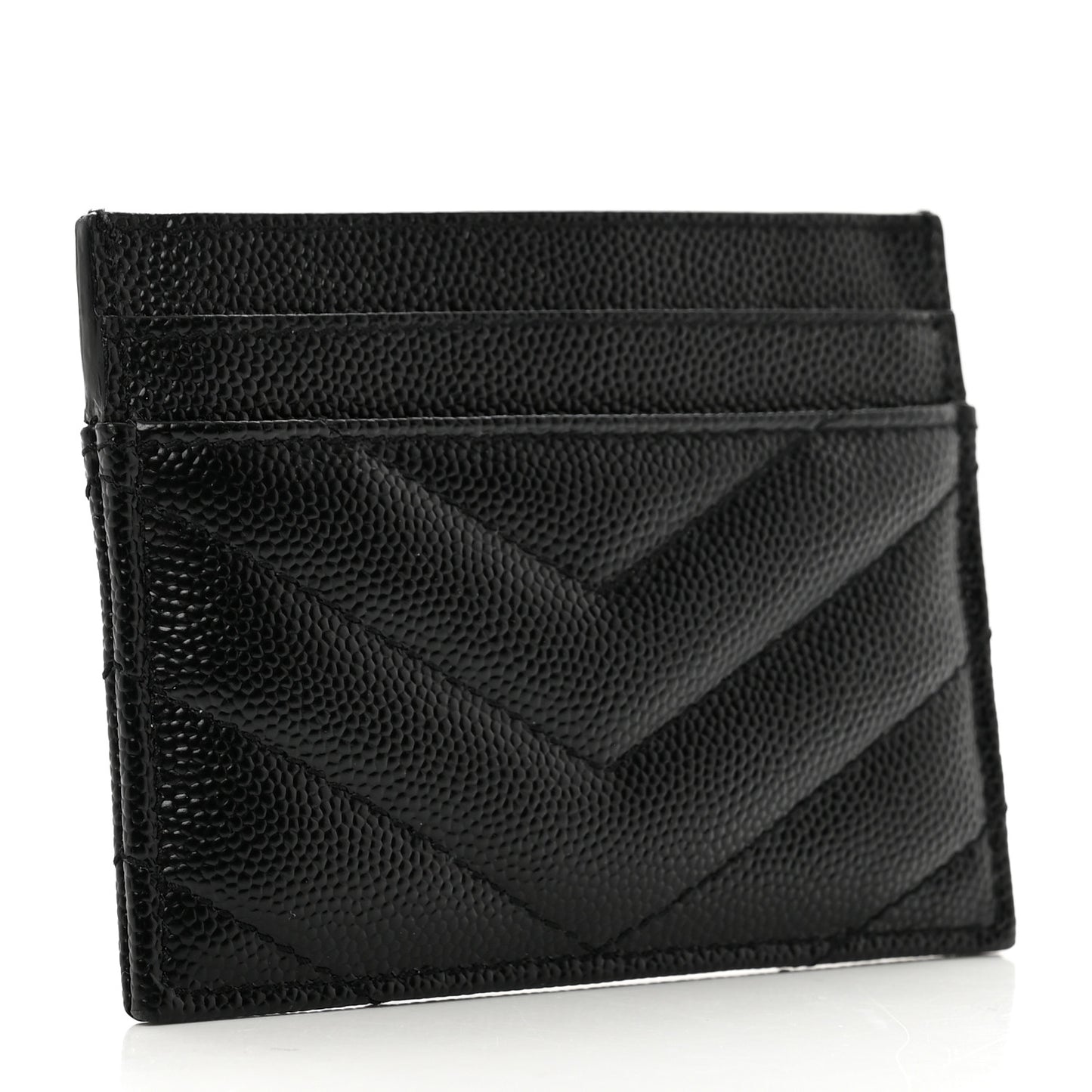 Grain De Poudre Matelasse Chevron Monogram Credit Card Case Black