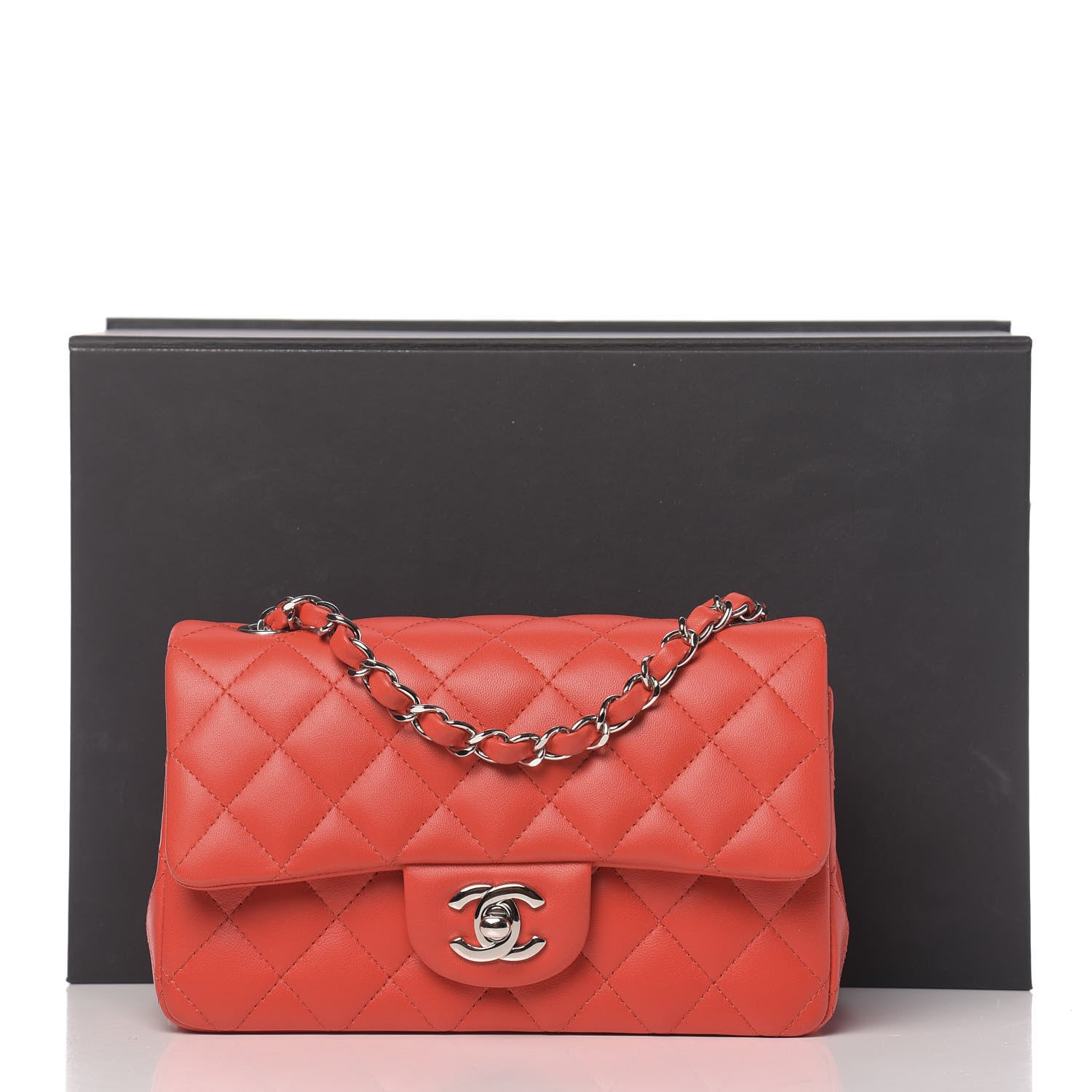 Chanel Lambskin Quilted Mini Rectangular Flap Red 14 of 14