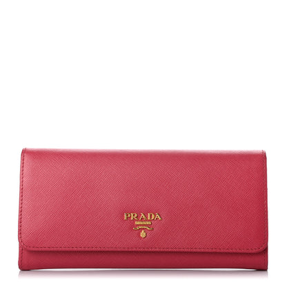 Prada Saffiano Metal Continental Flap Wallet Peonia 1 of 7