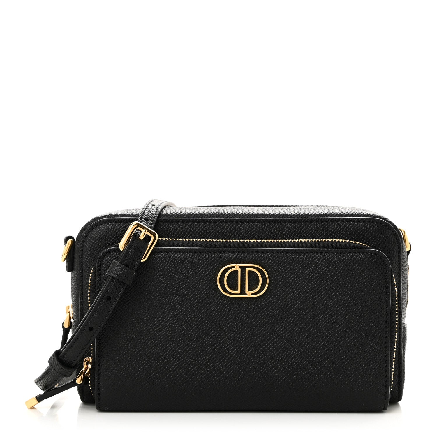 Christian Dior Grained Calfskin Caro Double Pouch Black 1 of 8