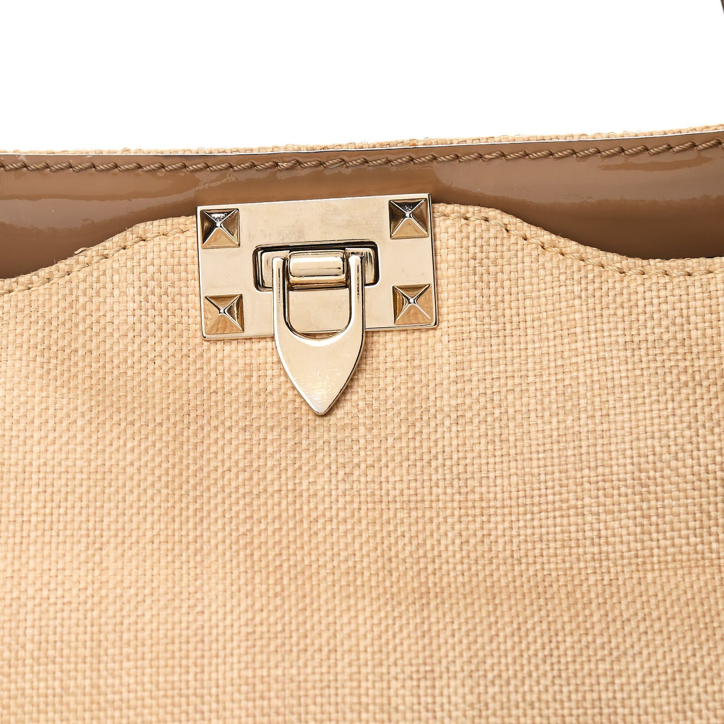Raffia Medium Rockstud Tote Natural