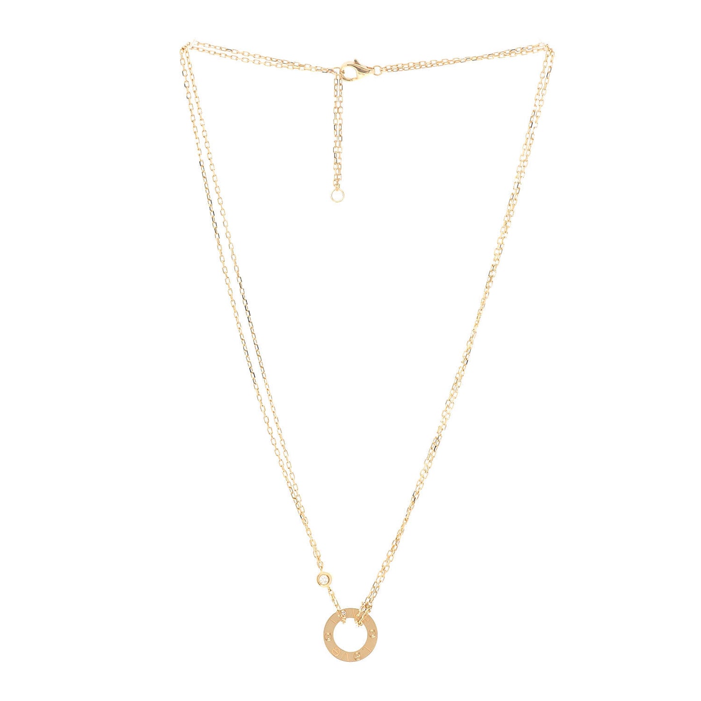 18K Yellow Gold 2 Diamond LOVE Necklace