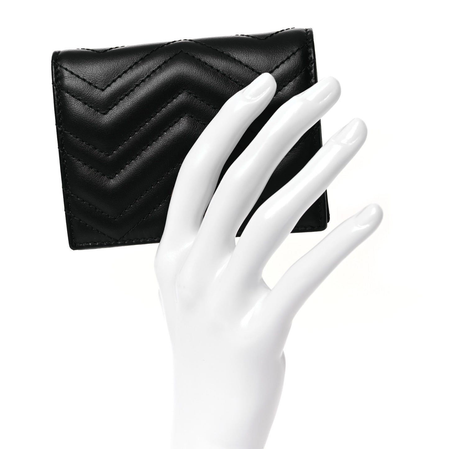 Calfskin Matelasse GG Marmont Card Case Wallet Black