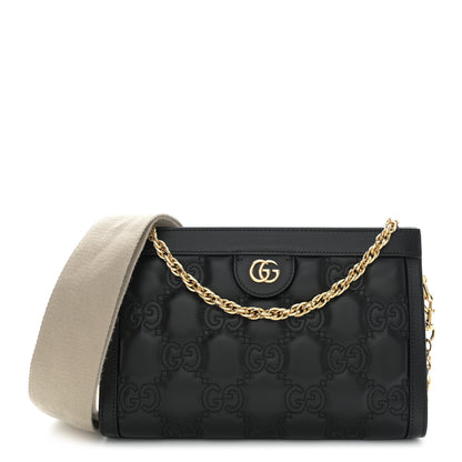 Gucci Calfskin GG Matelasse Small Slim Chain Shoulder Bag Black Natural 1 of 10