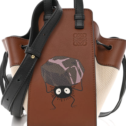 Loewe X Spirited Away Calfskin Textile Susuwatari Mini Hammock Shoulder Bag Havane Ecru 8 of 11