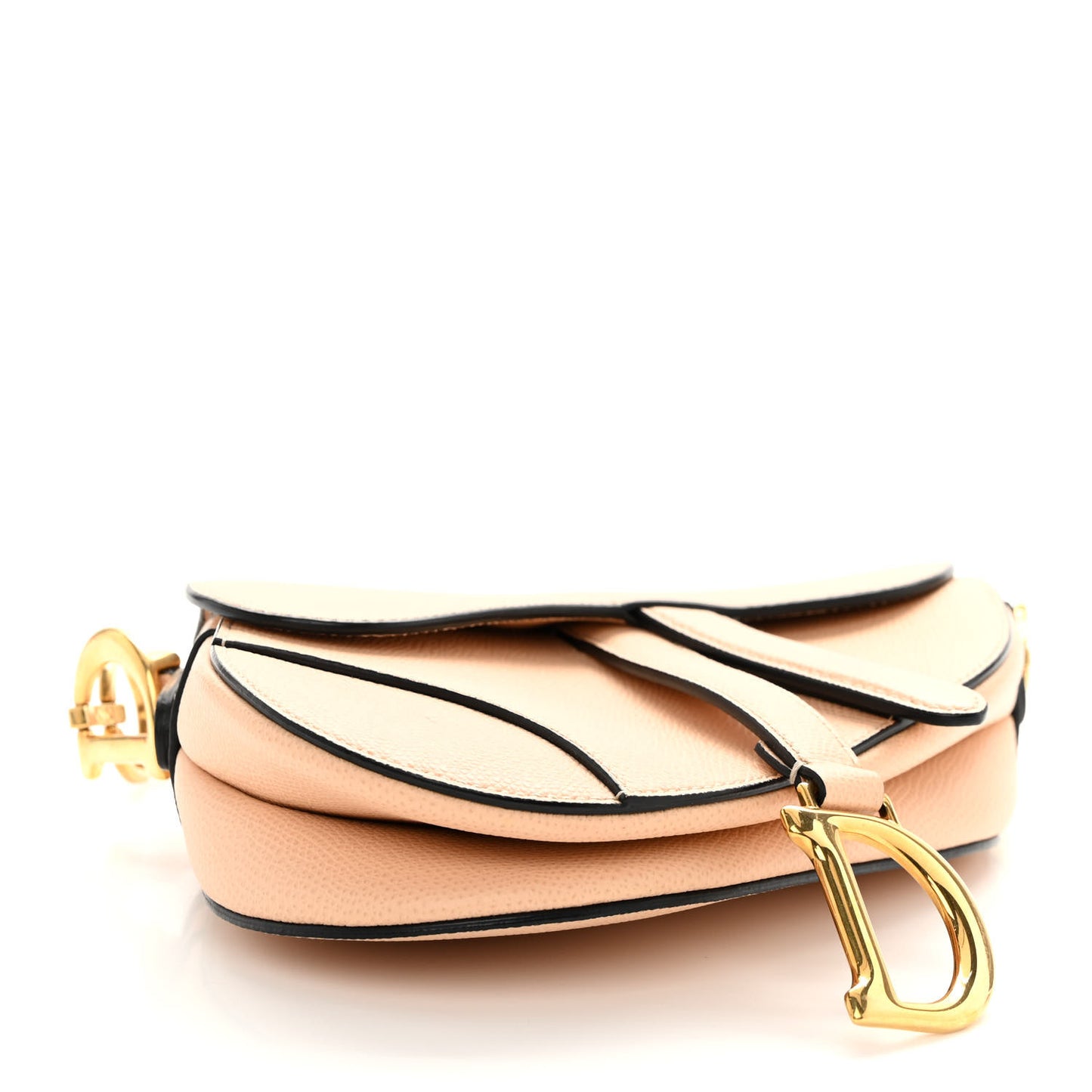 Grained Calfskin Mini Saddle Bag Beige