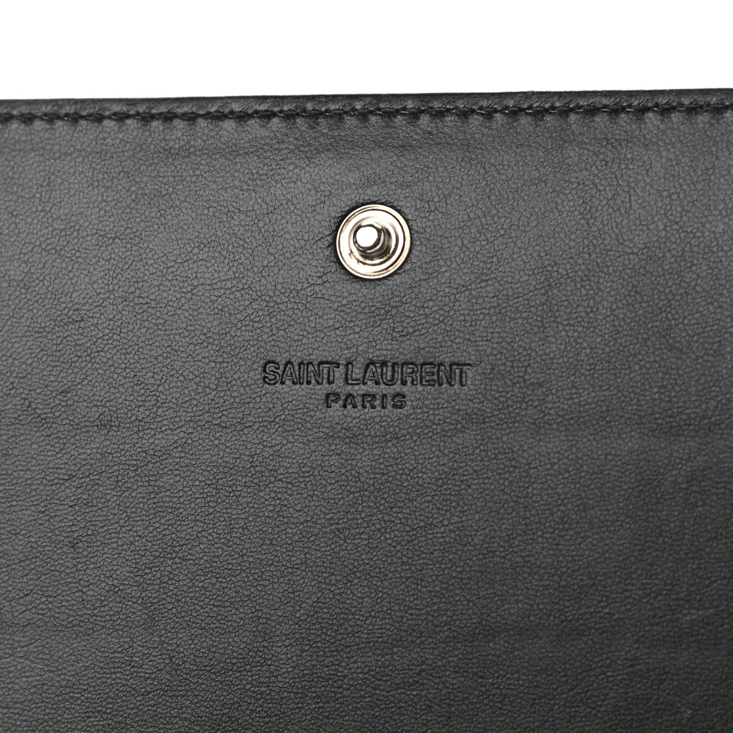 Saint Laurent Lambskin Crocodile Embossed Classic Paris Chain Wallet Black 6 of 12