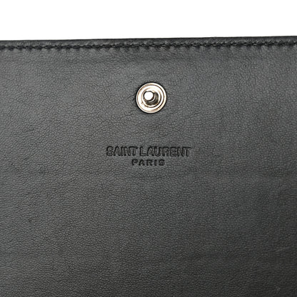 Saint Laurent Lambskin Crocodile Embossed Classic Paris Chain Wallet Black 6 of 12