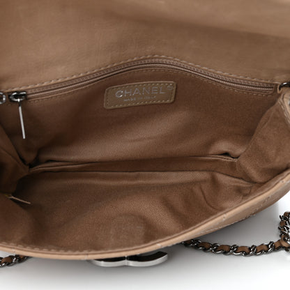Chanel Washed Calfskin Diamond Stitch Hamptons Clutch With Chain Dark Beige 5 of 10