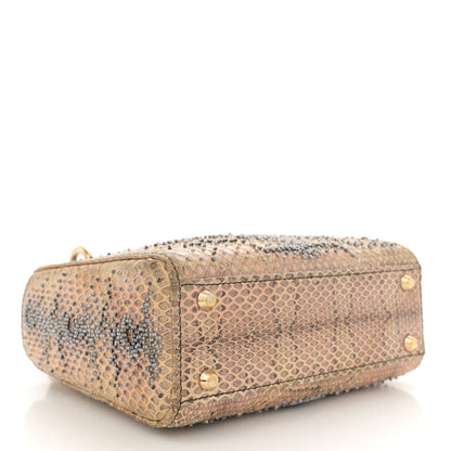 Christian Dior Snakeskin Beaded Mini Lady Dior Beige Multicolor 4 of 10