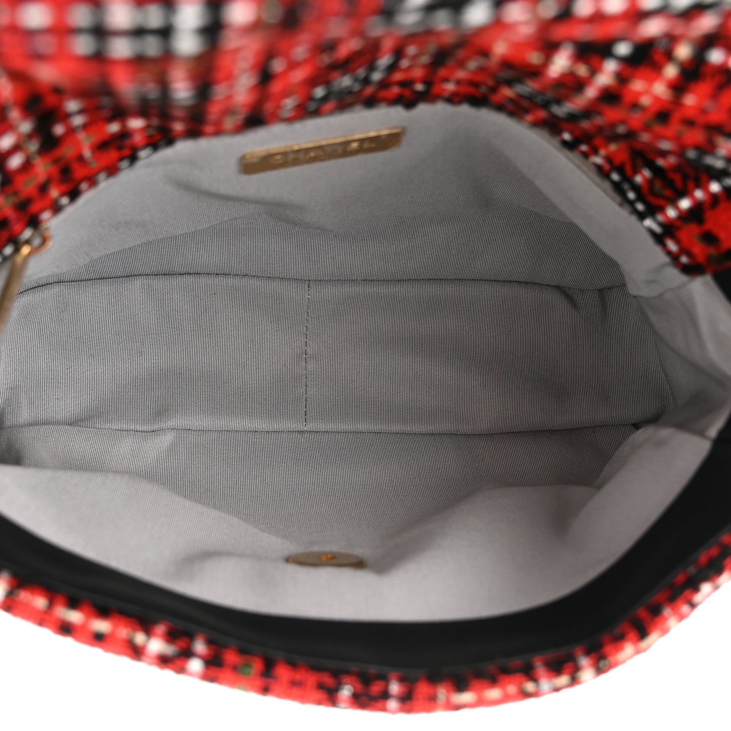 Tweed Quilted Medium Chanel 19 Flap Red Black