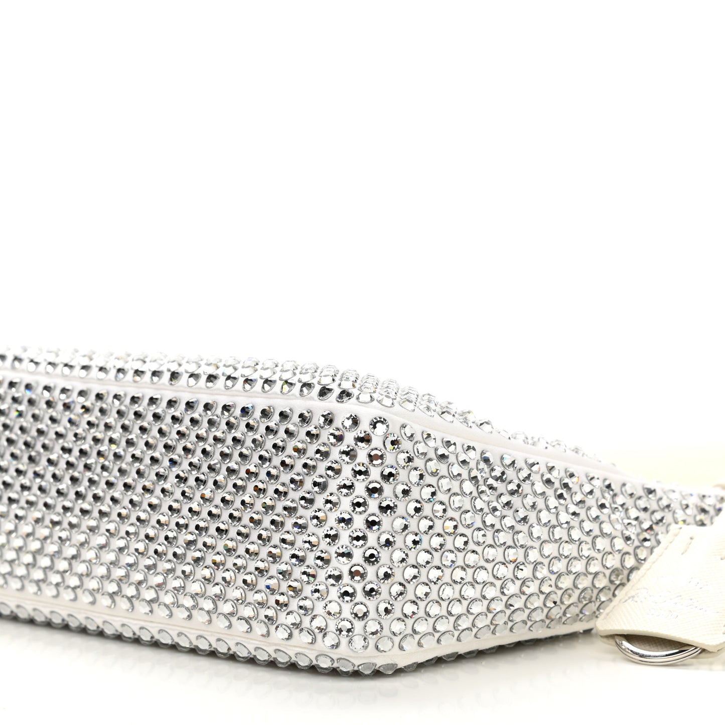 Satin Crystal Mini Re-Edition 2000 Bag White