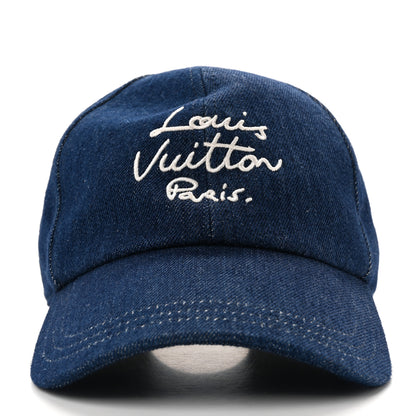 Louis Vuitton Denim Script Cap S Blue 3 of 8