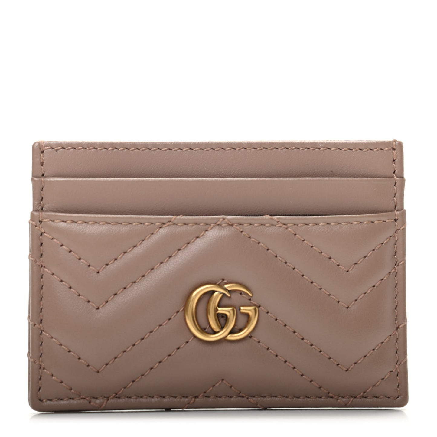 Calfskin Matelasse GG Marmont Card Holder Porcelain Rose