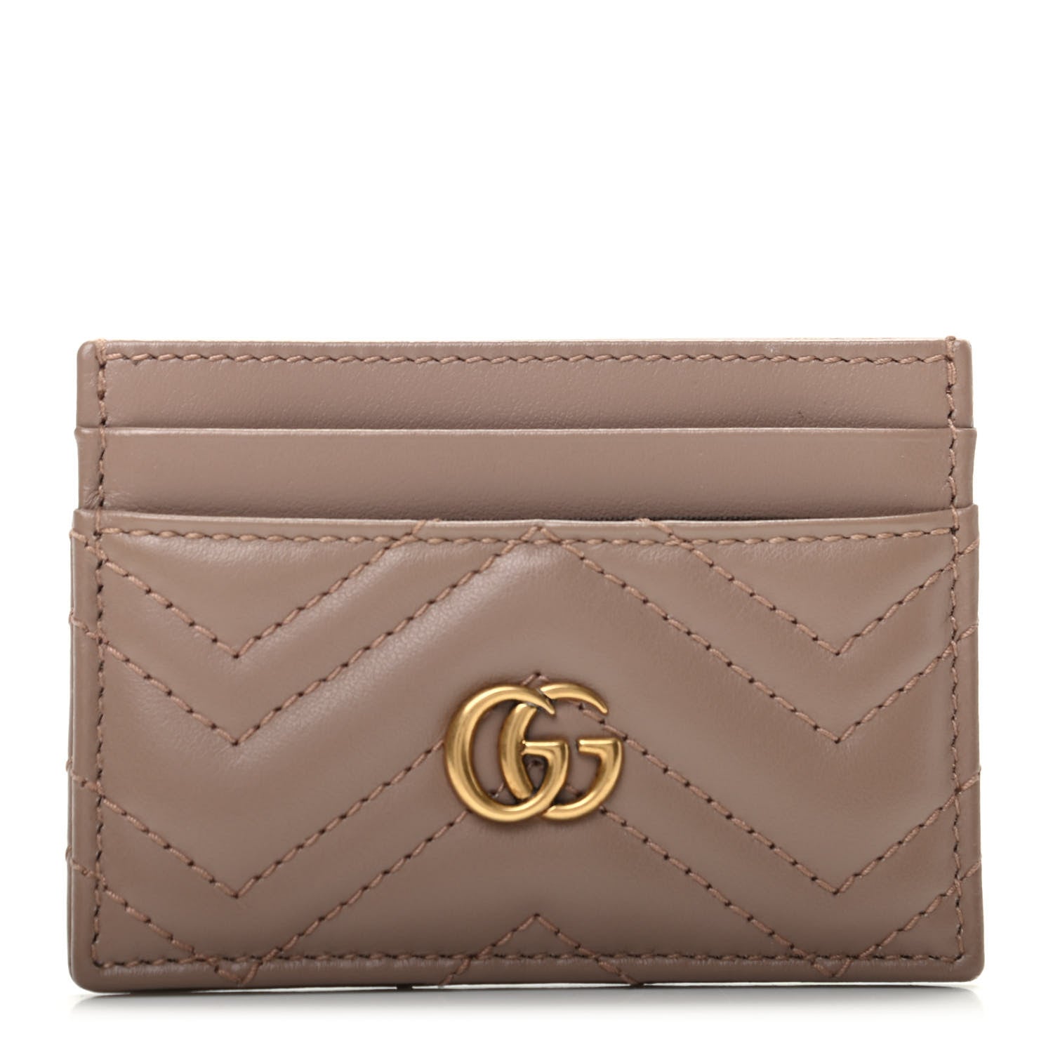 Gucci Calfskin Matelasse GG Marmont Card Holder Porcelain Rose 1 of 7