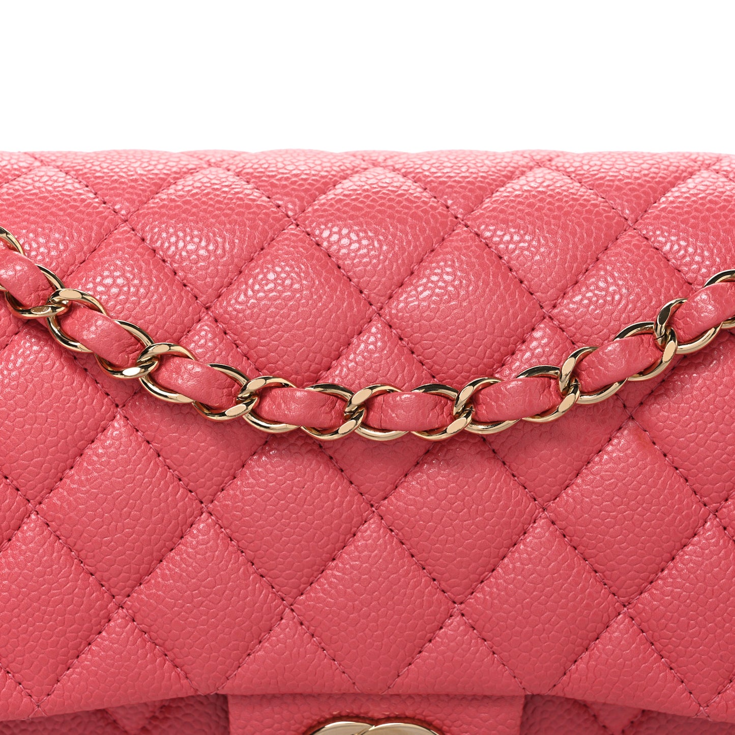 Caviar Quilted Medium Double Flap Pink