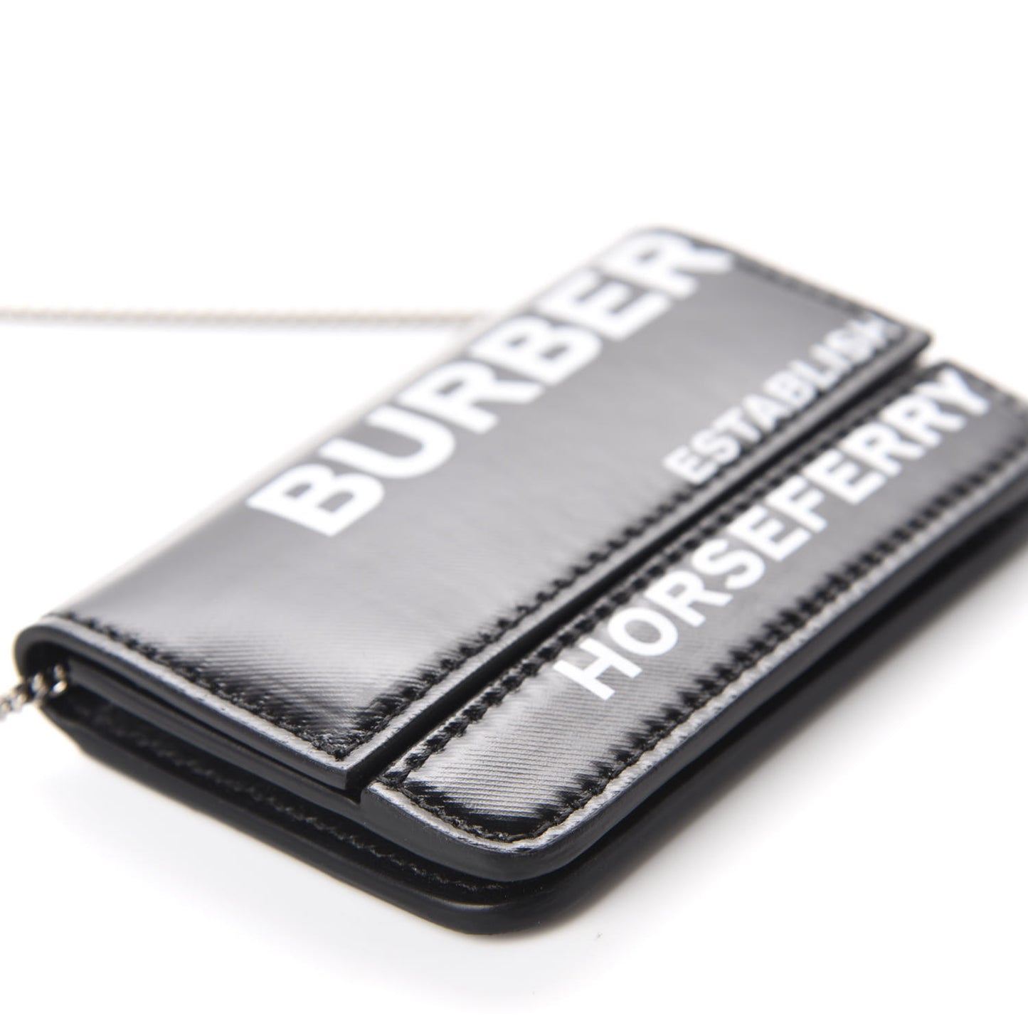 Coated Canvas Horseferry Print Mini Jody Chain Card Case Black