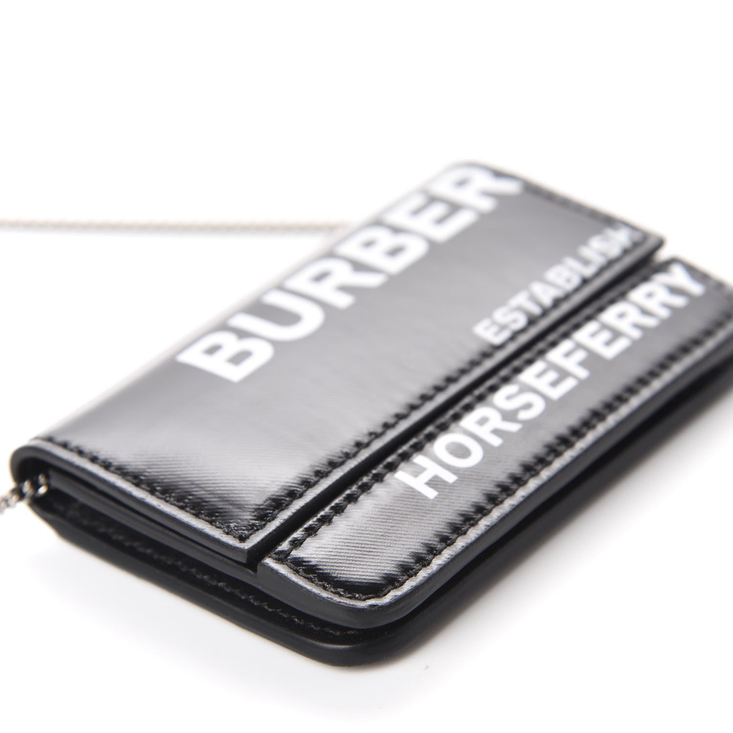 Burberry Coated Canvas Horseferry Print Mini Jody Chain Card Case Black 6 of 9