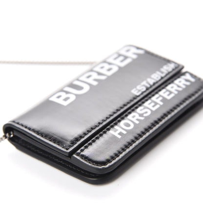 Burberry Coated Canvas Horseferry Print Mini Jody Chain Card Case Black 6 of 9