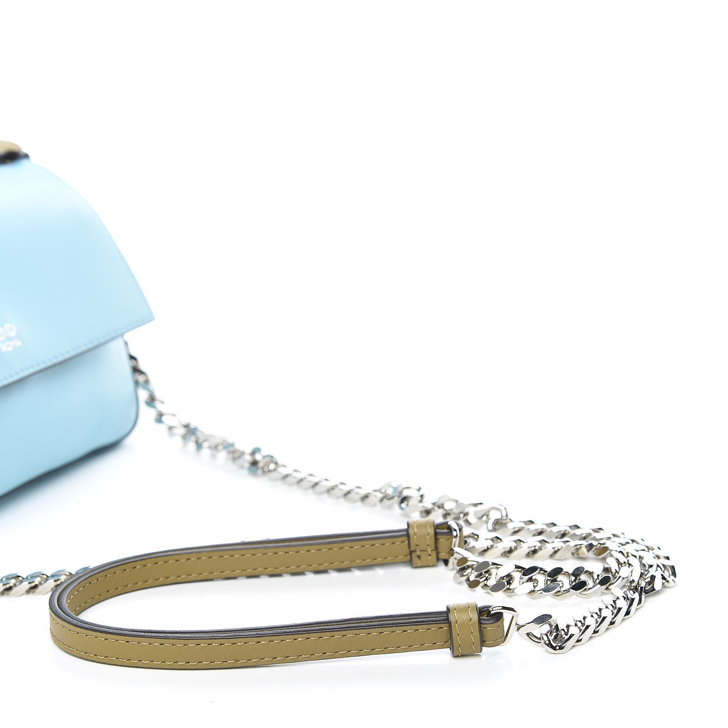 Fendi Vitello Dolce Flowers and Bows Bi-Color Scalloped Micro Double Baguette White Turchese Pallido Multicolor 14 of 15