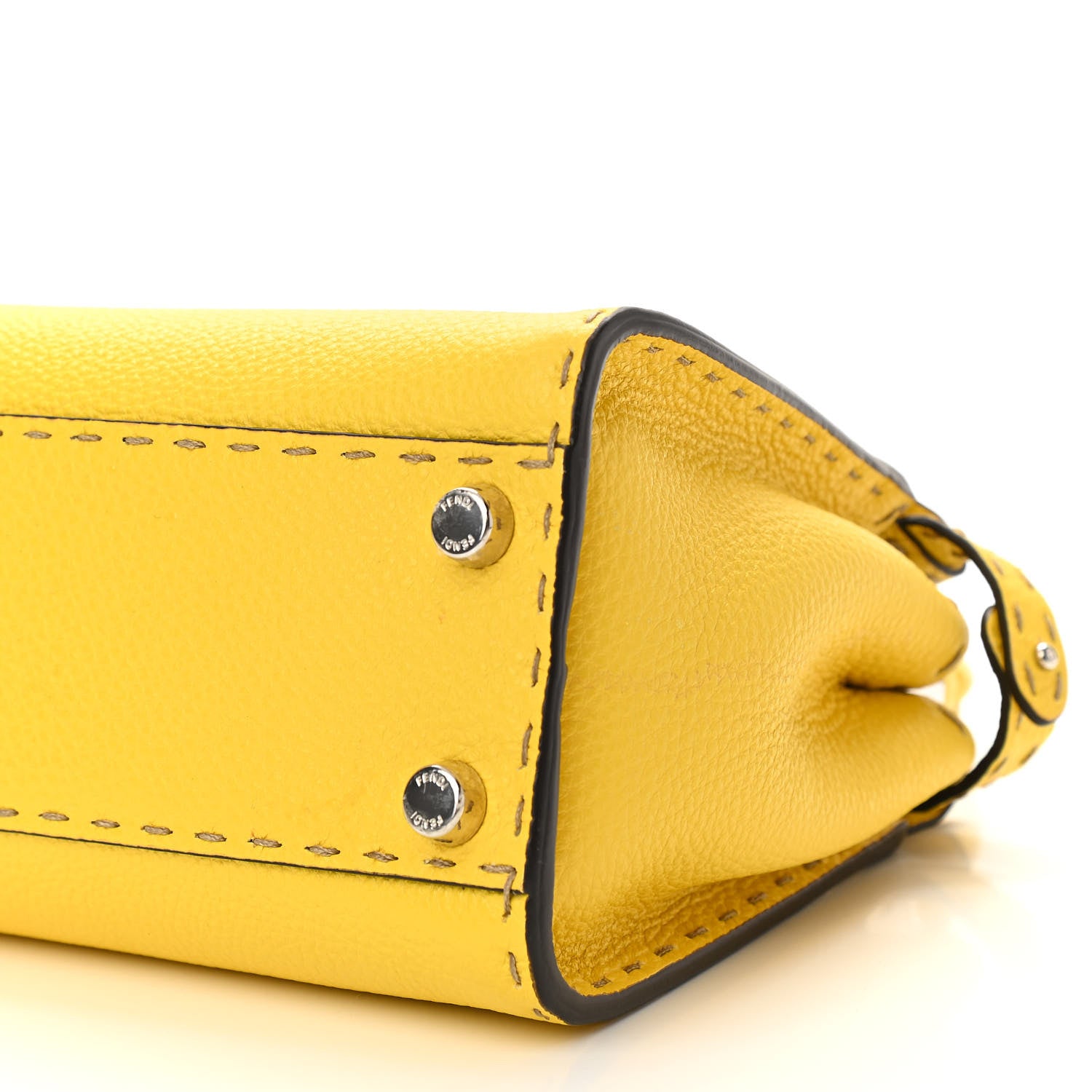 Fendi Cuoio Romano Selleria Mini Peekaboo Iconic Satchel Limone 9 of 9