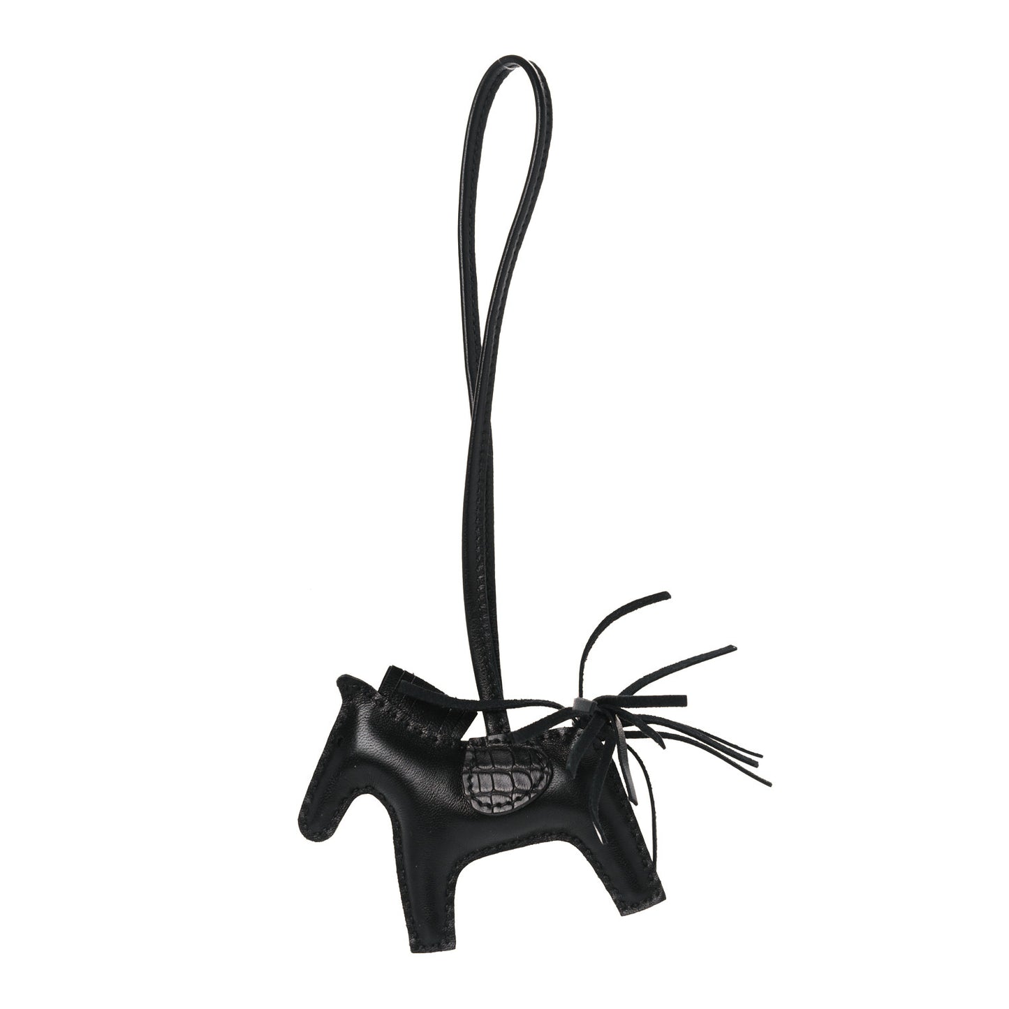 Milo Lambskin Matte Alligator Touch Grigri Rodeo Horse Bag Charm PM So Black
