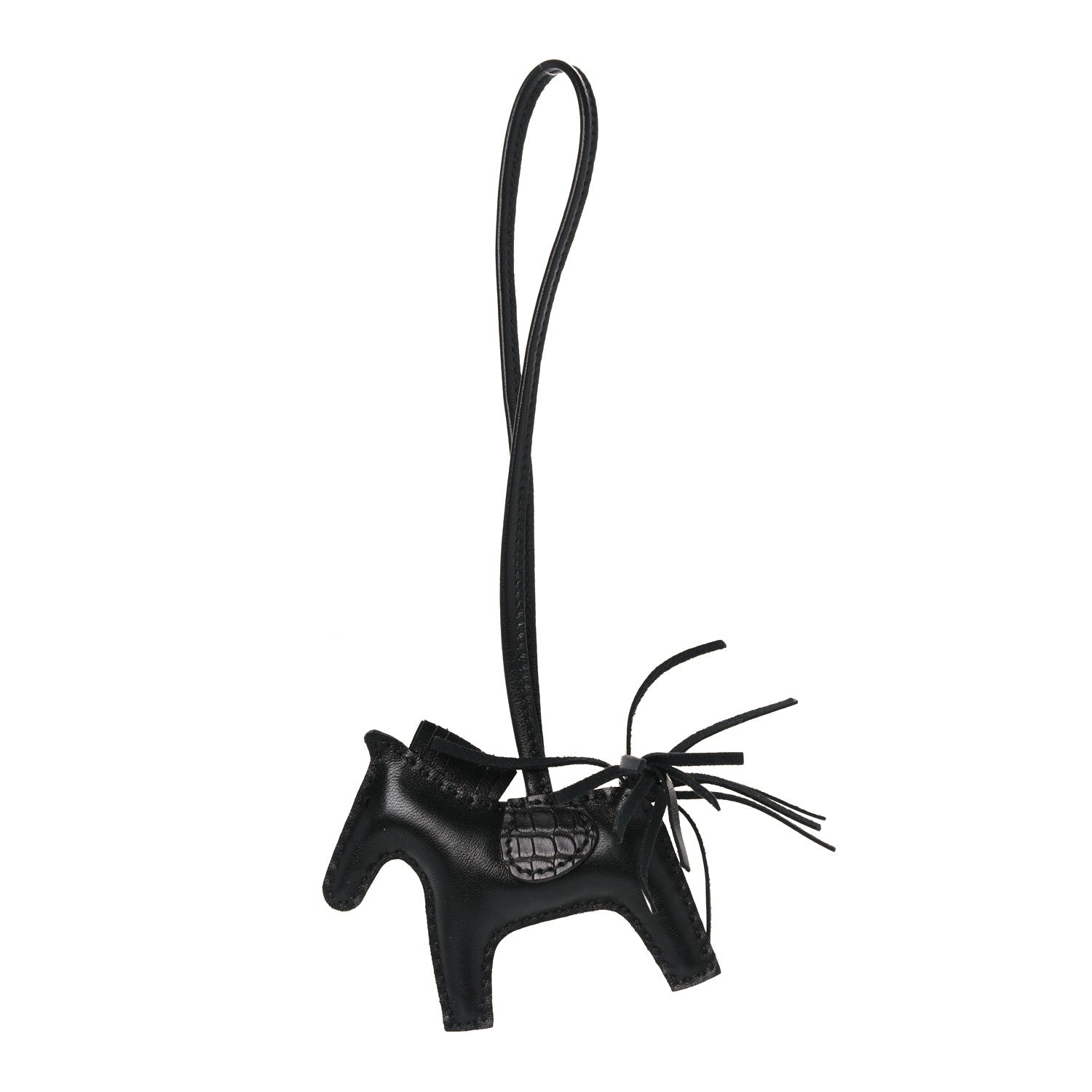 Hermes Milo Lambskin Matte Alligator Touch Grigri Rodeo Horse Bag Charm PM So Black 1 of 4