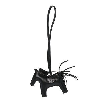 Hermes Milo Lambskin Matte Alligator Touch Grigri Rodeo Horse Bag Charm PM So Black 1 of 4