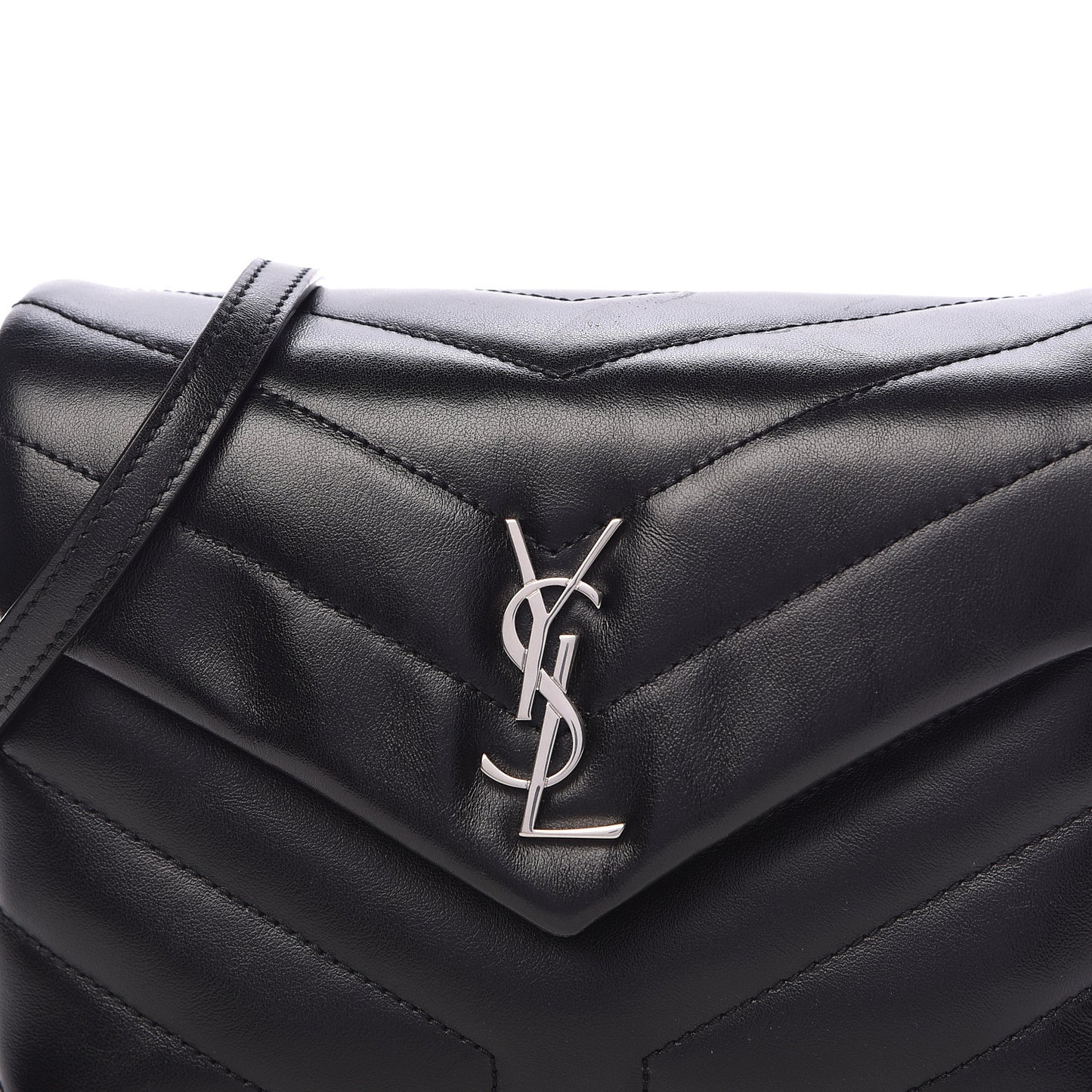 Calfskin Y Quilted Monogram Toy Loulou Crossbody Bag Black