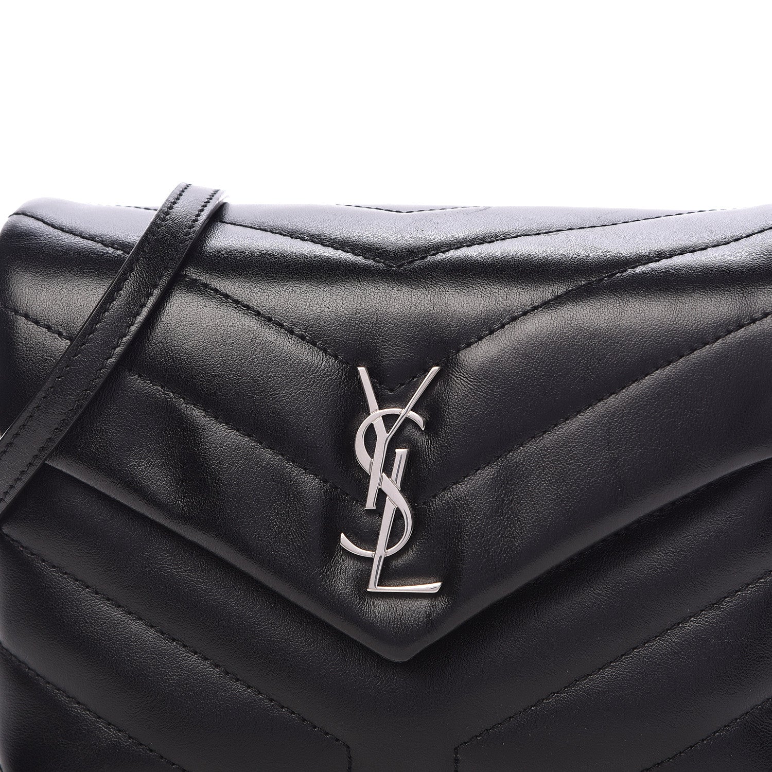 Saint Laurent Calfskin Y Quilted Monogram Toy Loulou Crossbody Bag Black 10 of 11