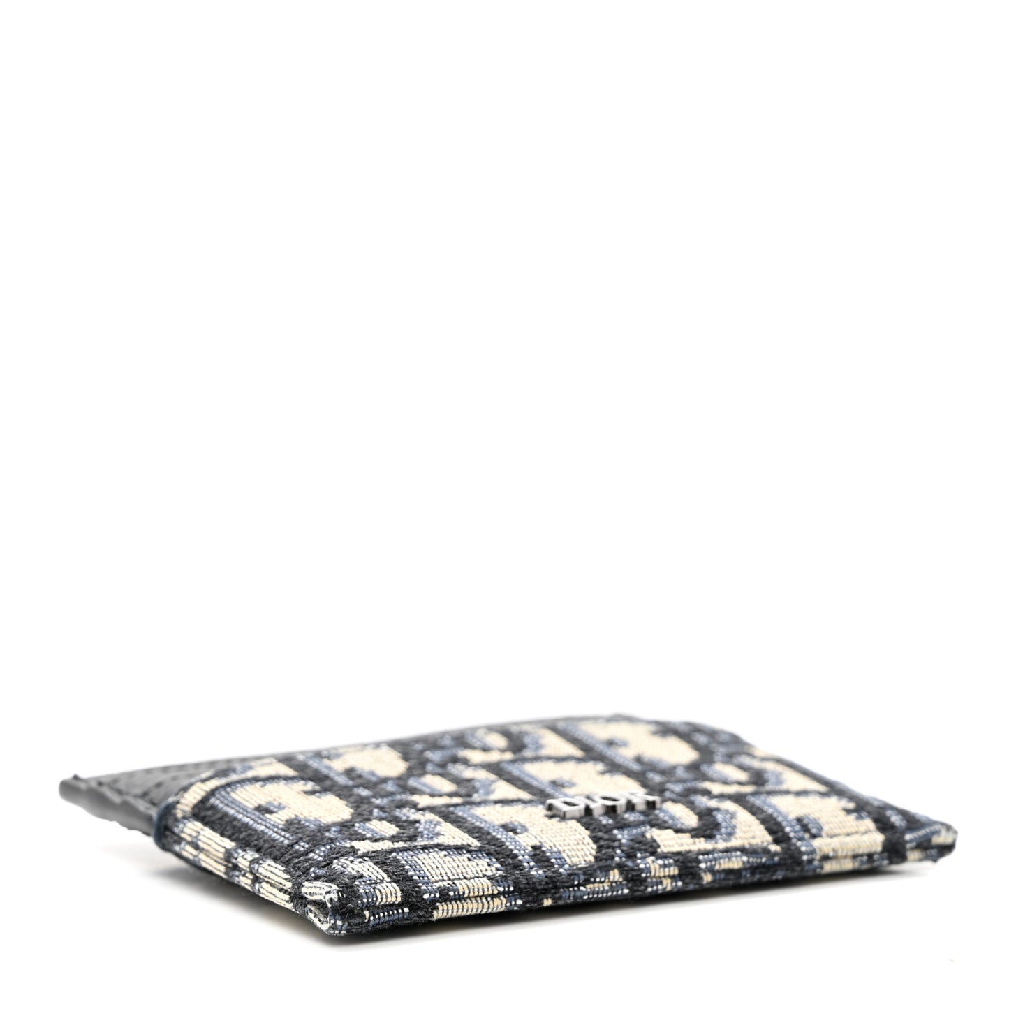 Grained Calfskin Oblique Card Holder Black