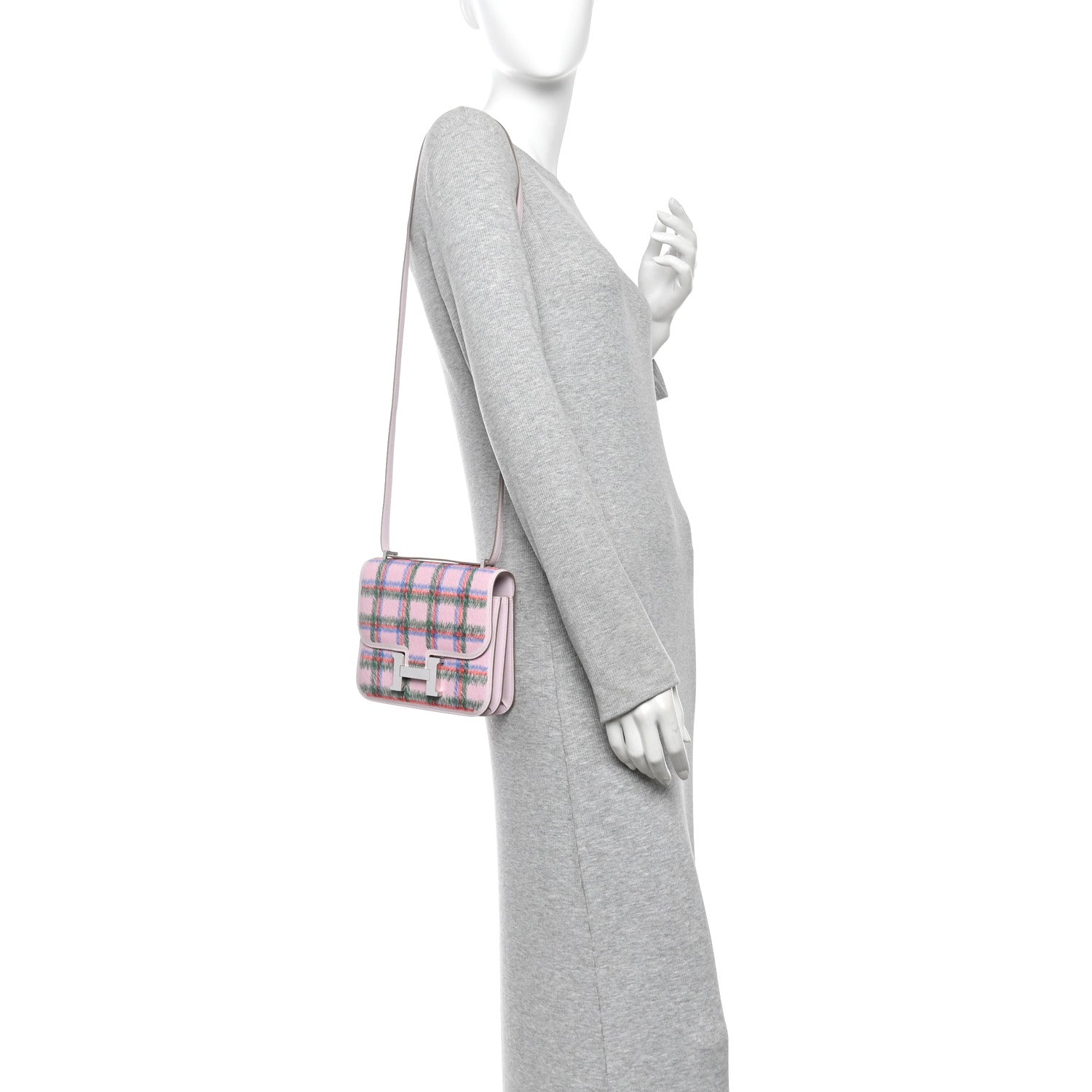 Hermes Swift Tartan Printed Constance 18 Mauve Pale 2 of 12