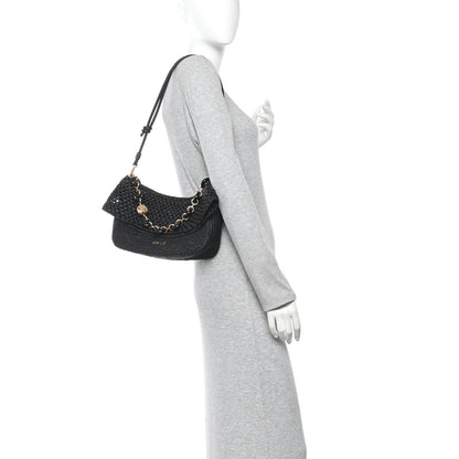 Loewe Raffia Donut Chain Medium Ola Shoulder Bag Black 2 of 10