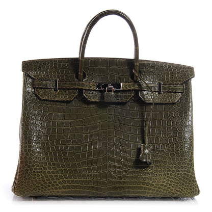 Hermes Matte Porosus Crocodile Birkin 40 Vert Olive 1 of 13