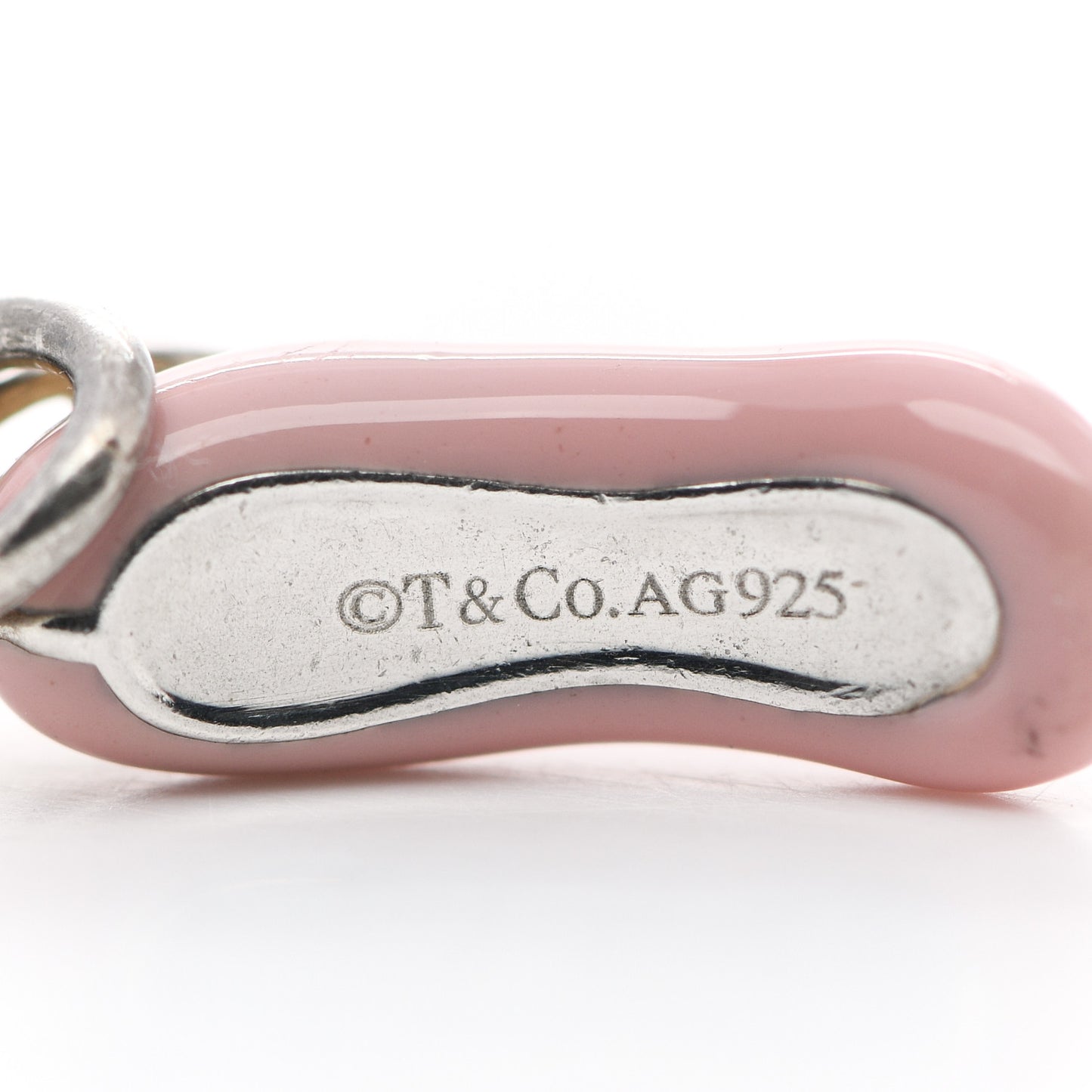 Sterling Silver Diamond Enamel Ballet Slipper Charm Pink