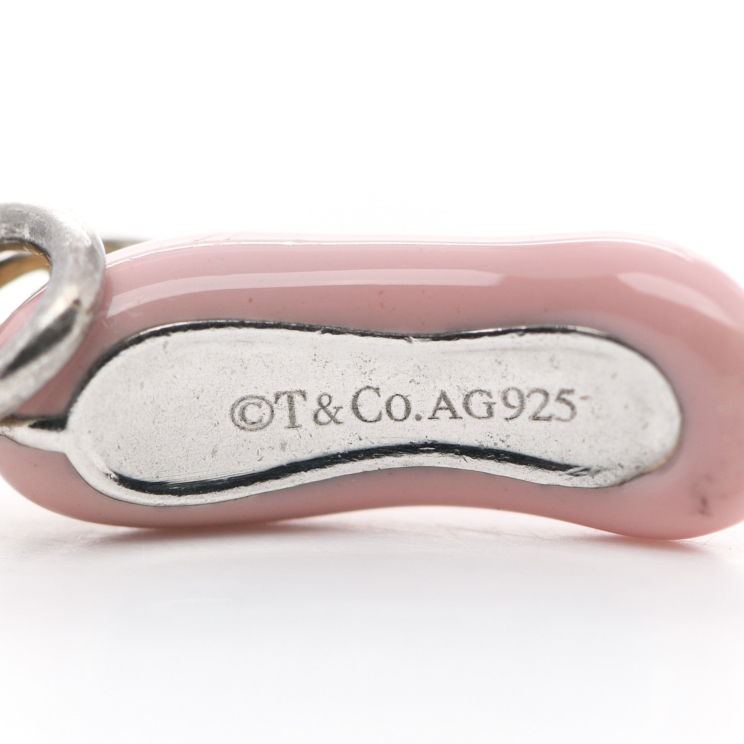 Tiffany Sterling Silver Diamond Enamel Ballet Slipper Charm Pink 3 of 3