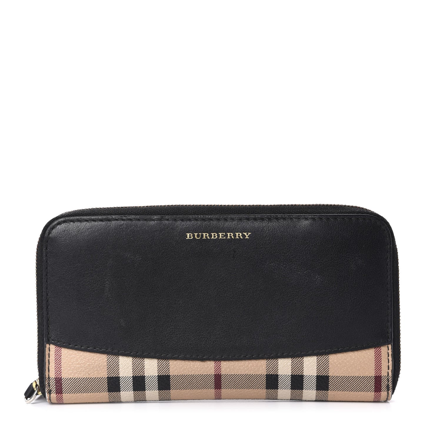 Calfskin Haymarket Check Elmore Zip Around Wallet Black