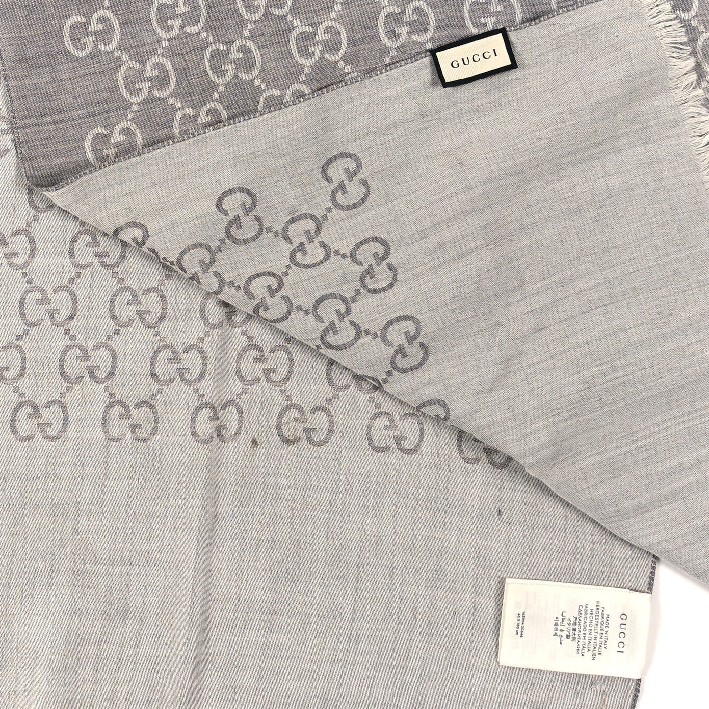 Wool Silk GG Monogram GGNat Scarf Lead