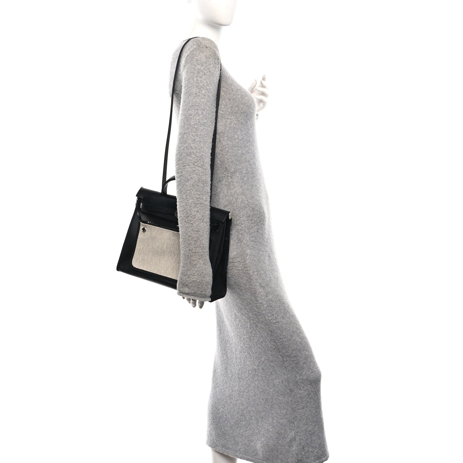Hermes Toile H Berline Vache Hunter Herbag Zip PM 31 Black Ecru 2 of 12