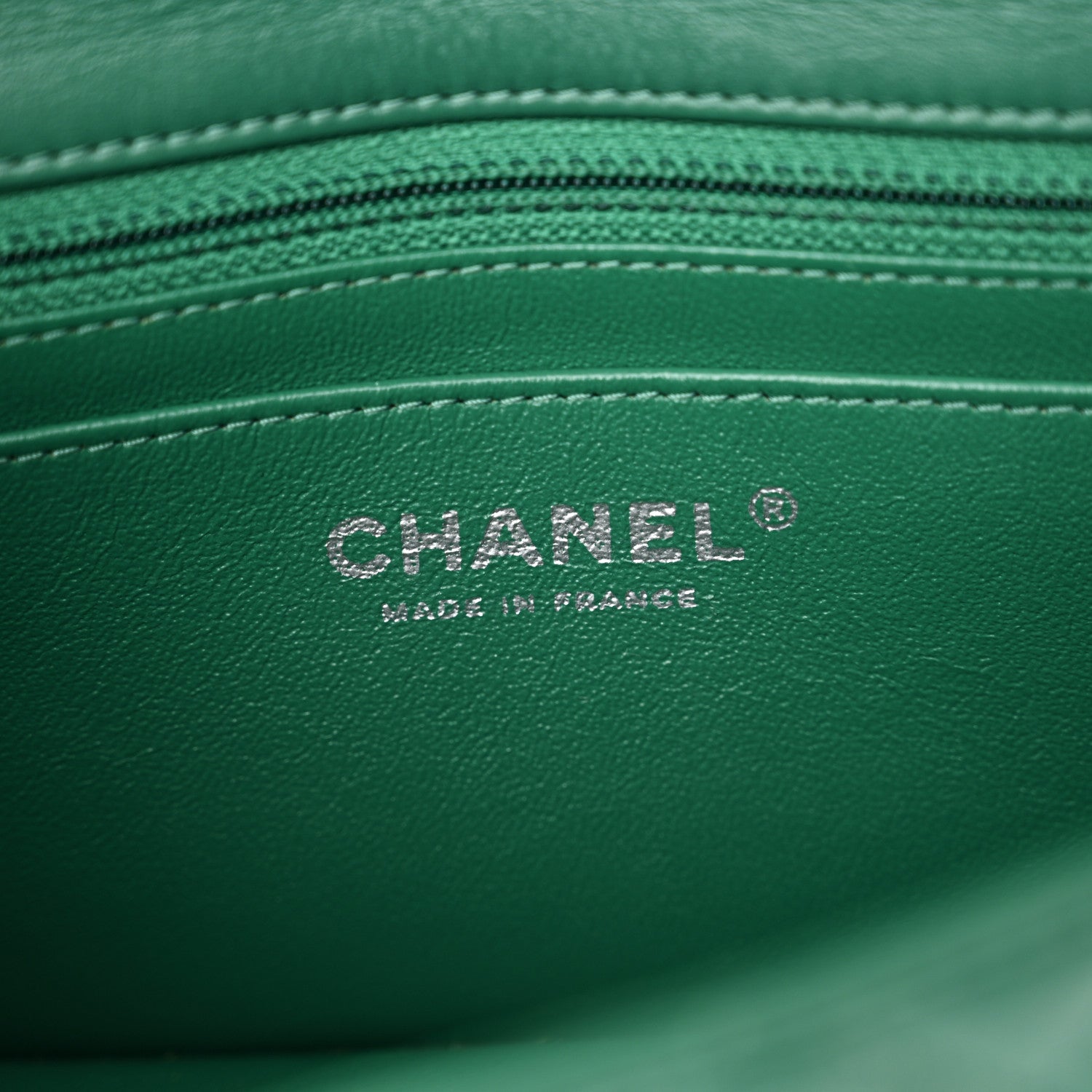 Chanel Lambskin Quilted Mini Rectangular Flap Dark Green 6 of 13