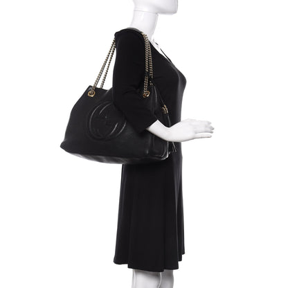 Gucci Pebbled Calfskin Medium Soho Chain Shoulder Bag Black 2 of 11