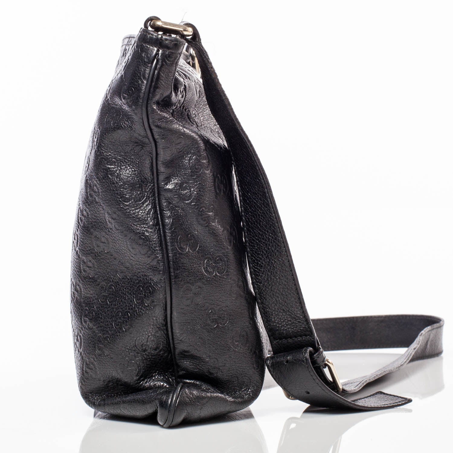 Gucci Guccissima Flat Messenger Bag Black 4 of 11