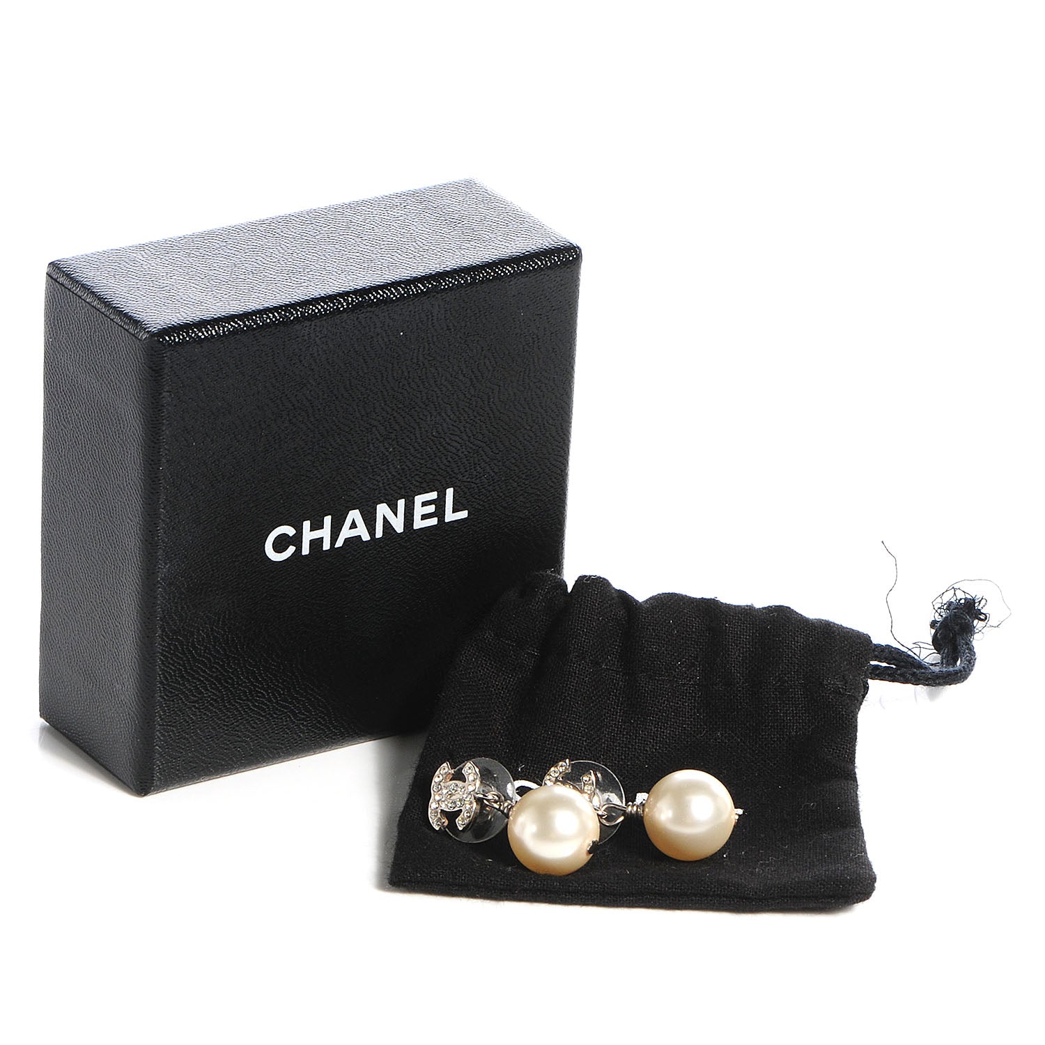 Chanel Crystal CC Pearl Dangle Earrings 4 of 4