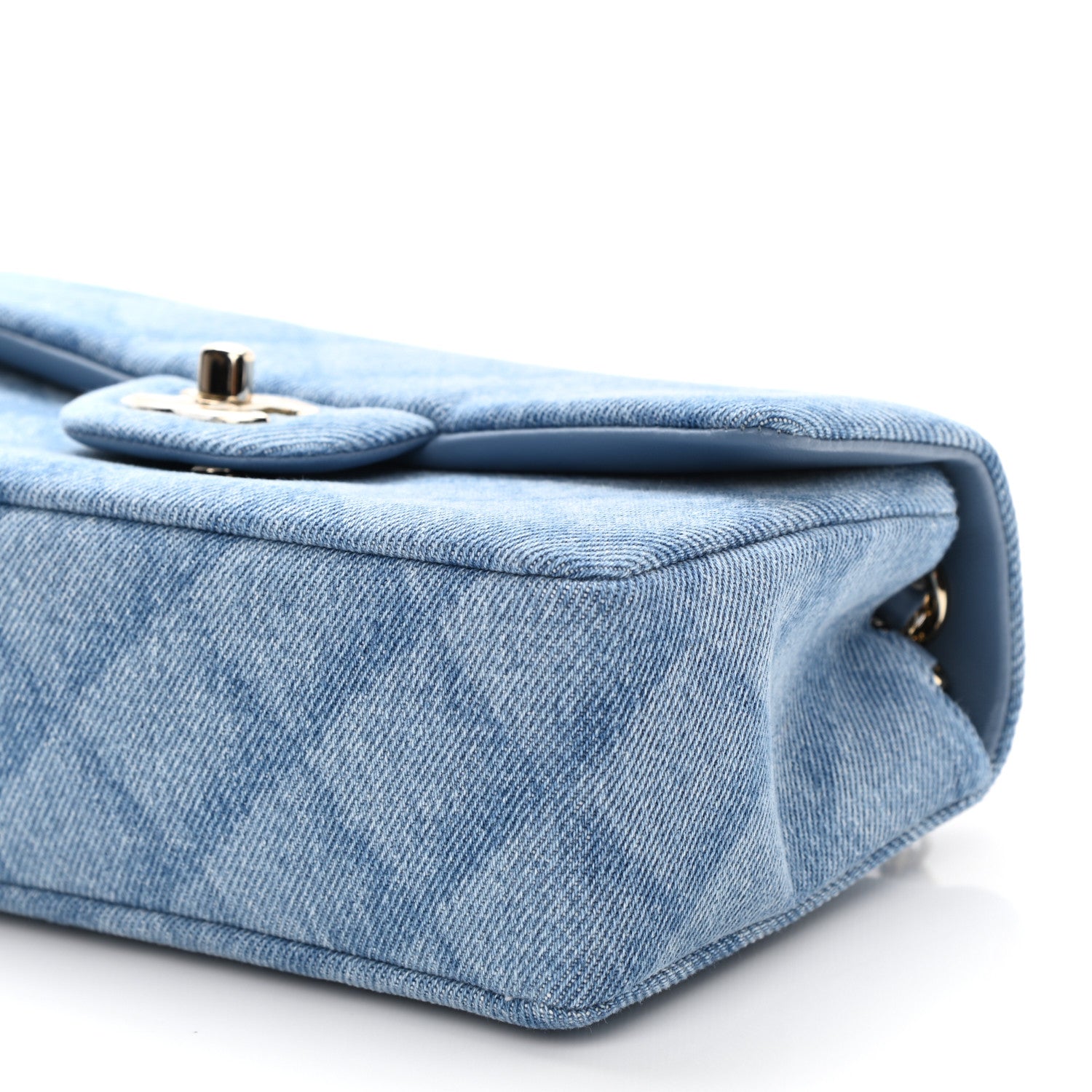 Chanel Printed Denim Quilted Mini Rectangular Flap Light Blue 10 of 11