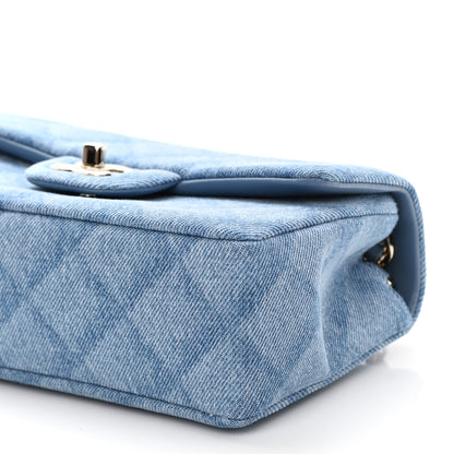 Chanel Printed Denim Quilted Mini Rectangular Flap Light Blue 10 of 11