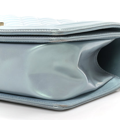 Chanel Iridescent Patent Calfskin Quilted Medium Boy Flap Light Blue 10 of 11
