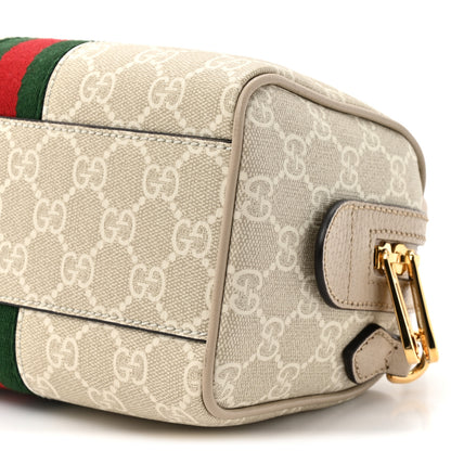 Gucci GG Supreme Monogram Textured Dollar Calfskin Web Ophidia Mini Top Handle Bag Beige Mystic White Oatmeal 9 of 10